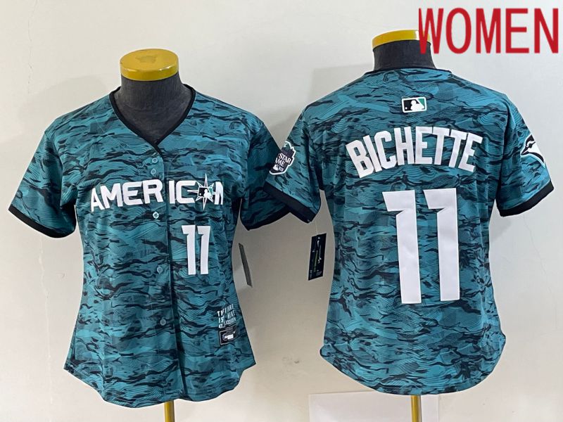 Women Toronto Blue Jays #11 Bichette American League Nike Green 2023 MLB All Star Jersey